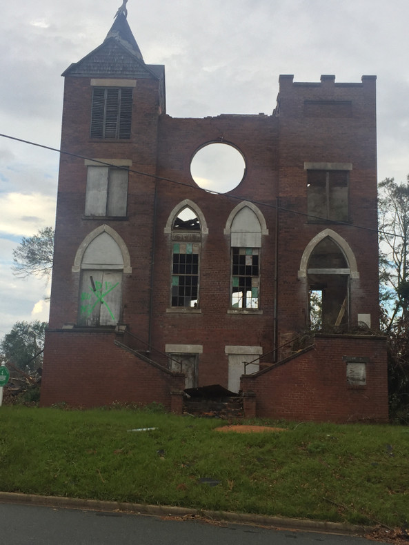 Damage downtown Marianna from Hurricane Michael
