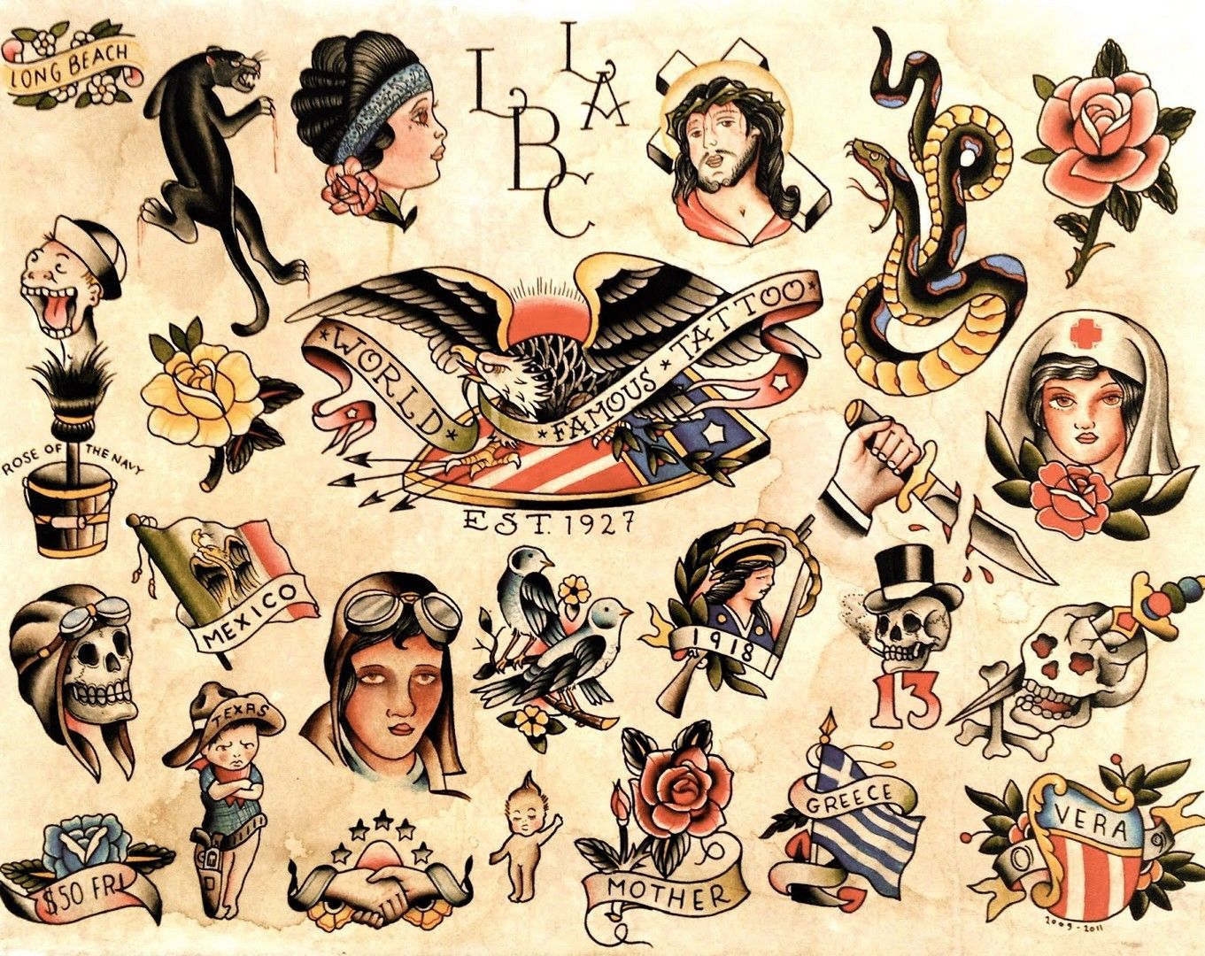 traditional tattoos flash art