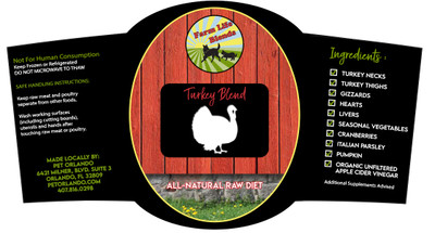FarmLife Turkey Raw Blend - Frozen (Select 1, 2 or 4 Pound Container Below)