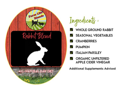 FarmLife Rabbit Raw Blend - Frozen (Select 1 & 2 lb. Pound Container Below)