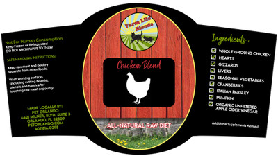 FarmLife Chicken Raw Blend - Frozen (Select 1, 2 or 4 Pound Container Below)