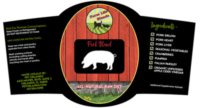 FarmLife Pork Raw Blend - Frozen (Select 1, 2 or 4 Pound Container Below)
