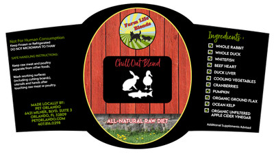 FarmLife Chill Out Raw Blend - Frozen (Select 1, 2 or 4 Pound Container Below)