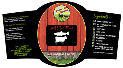 FarmLife Surf & Turf Raw Blend - Frozen (Select 1 or 2 Pound Container)