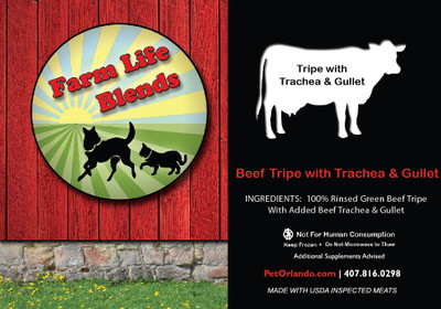 Made from 100% Rinsed Green Beef Tripe With Added Beef Trachea & Gullet