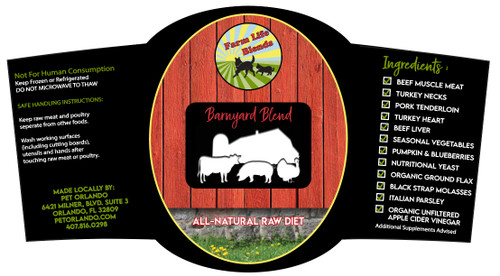 FarmLife Barnyard Raw Blend - Frozen (Select 1, 2 or 4 Pound Container Below)