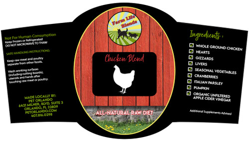 FarmLife Chicken Raw Blend - Frozen (Select 1, 2 or 4 Pound Container Below)