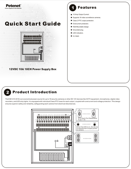 18-Ch 10A Power Supply Box UL Approved