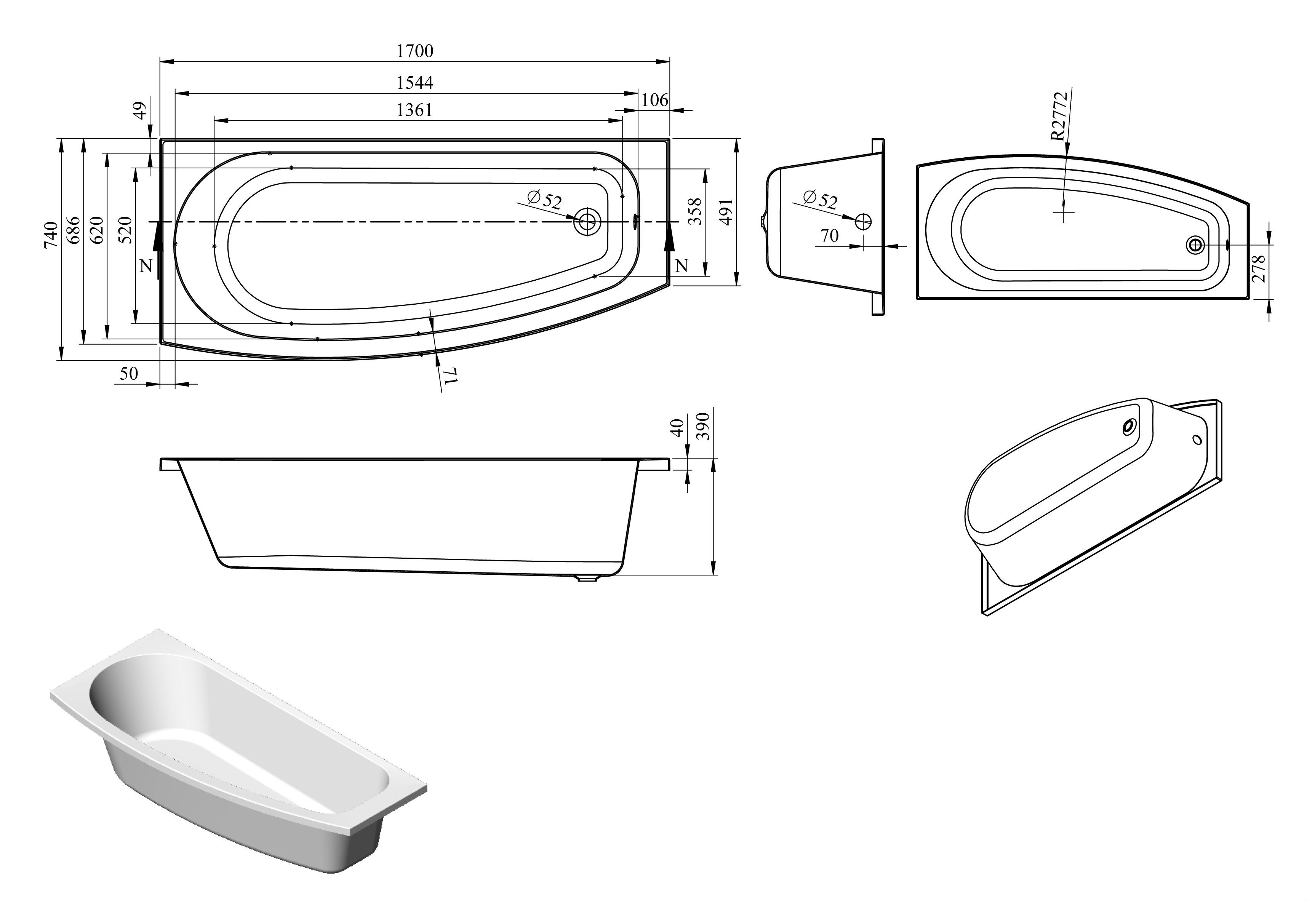 Space Saving 1700x740x560mm 0TH Bath w/Legs - Kismet-1700Space-LH_DLD.jpg