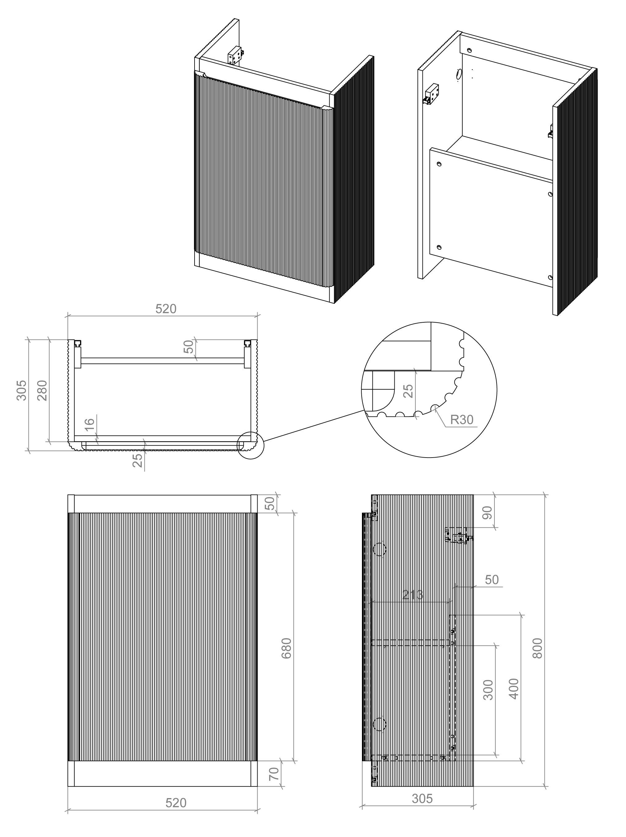 550mm Floor Standing Slim Depth 1 Door Basin Unit & 1TH Basin - Kuba-FS-550Slim-1DBasinUnit-Tex_LD.jpg