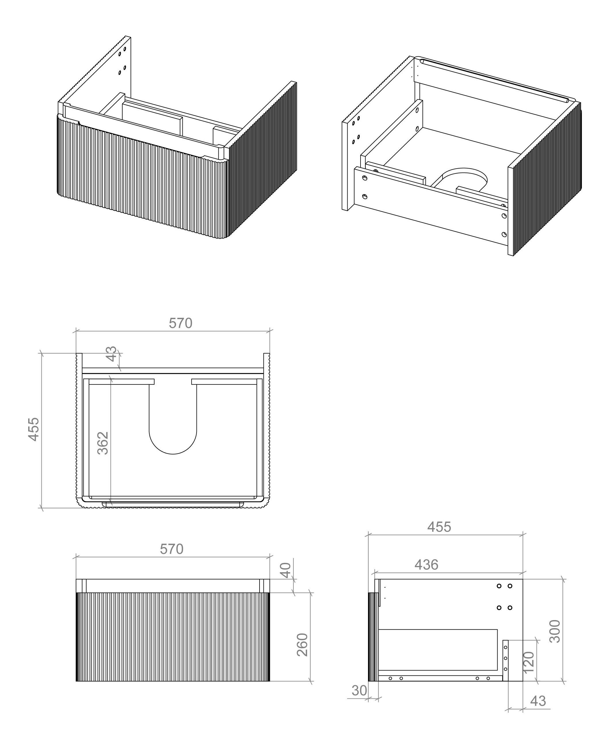605mm Wall Hung 1 Drawer Basin Unit & 1TH Basin - Kuba-605BasinUnit_LD.jpg