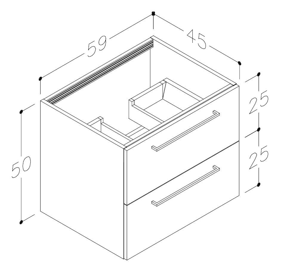 1180mm Wall Hung 2 Drawer Basin Unit Run (No Top) - Volta-600WHBasinUnit_LD.jpg