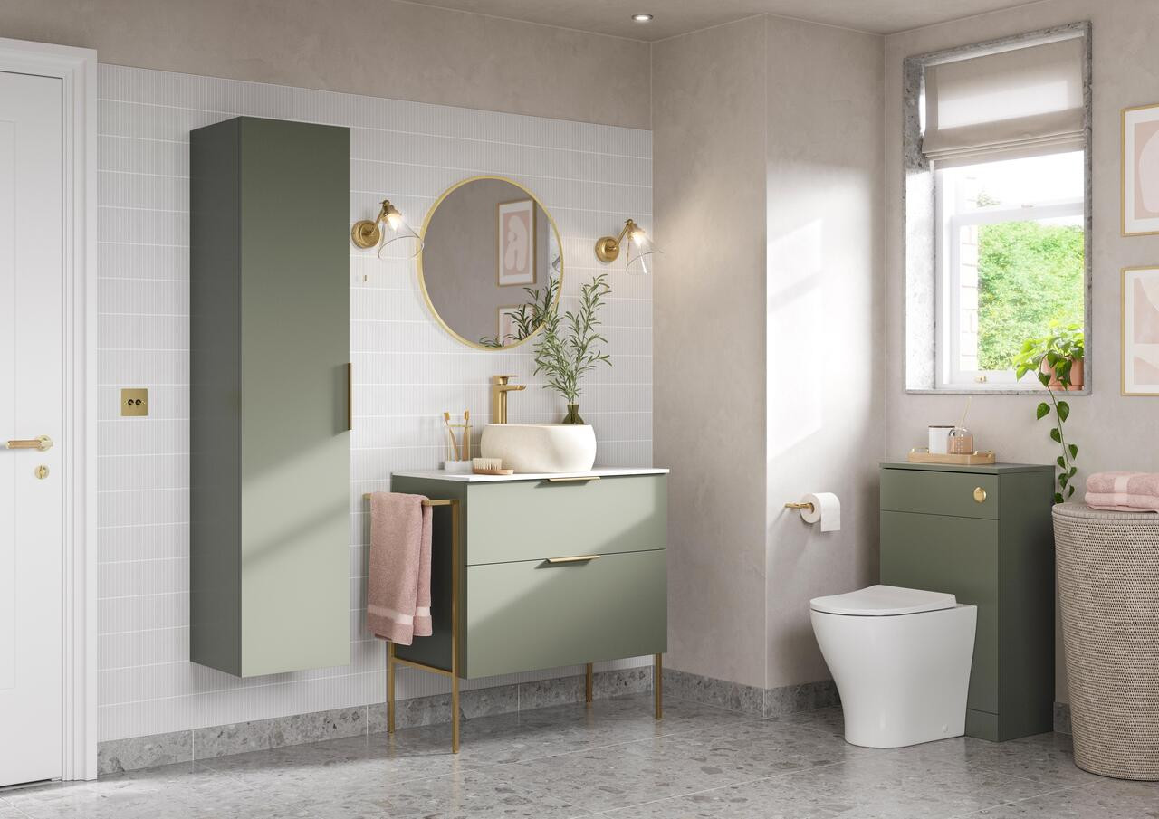 610mm Wall Hung 2 Drawer Basin Unit & Basin - Statement-OliveGreen_RM.jpg