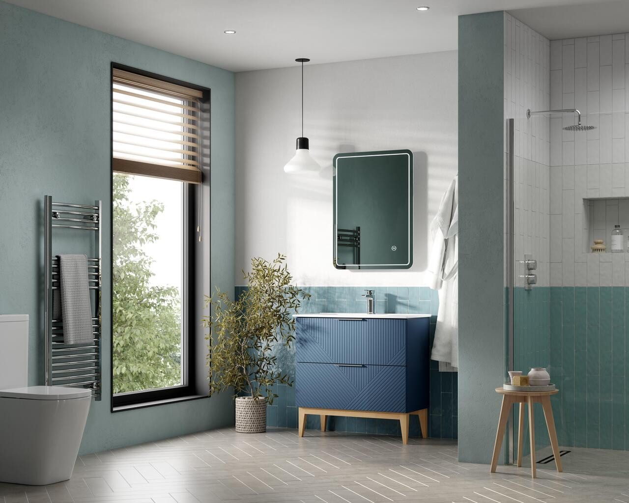 815mm Floor Standing 2 Drawer Basin Unit & Basin - Ligne-SmokeBlue_RM.jpg