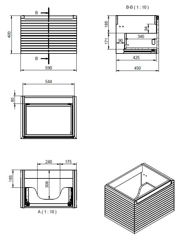 610mm Wall Hung 1 Drawer Basin Unit & 1TH Basin - Align-600WH-1Drawer_LD.jpg