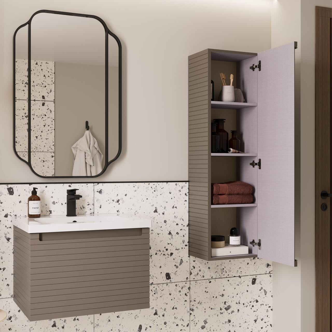 610mm Wall Hung 1 Drawer Basin Unit & 1TH Basin - Align-MattTaupe_CAM.jpg