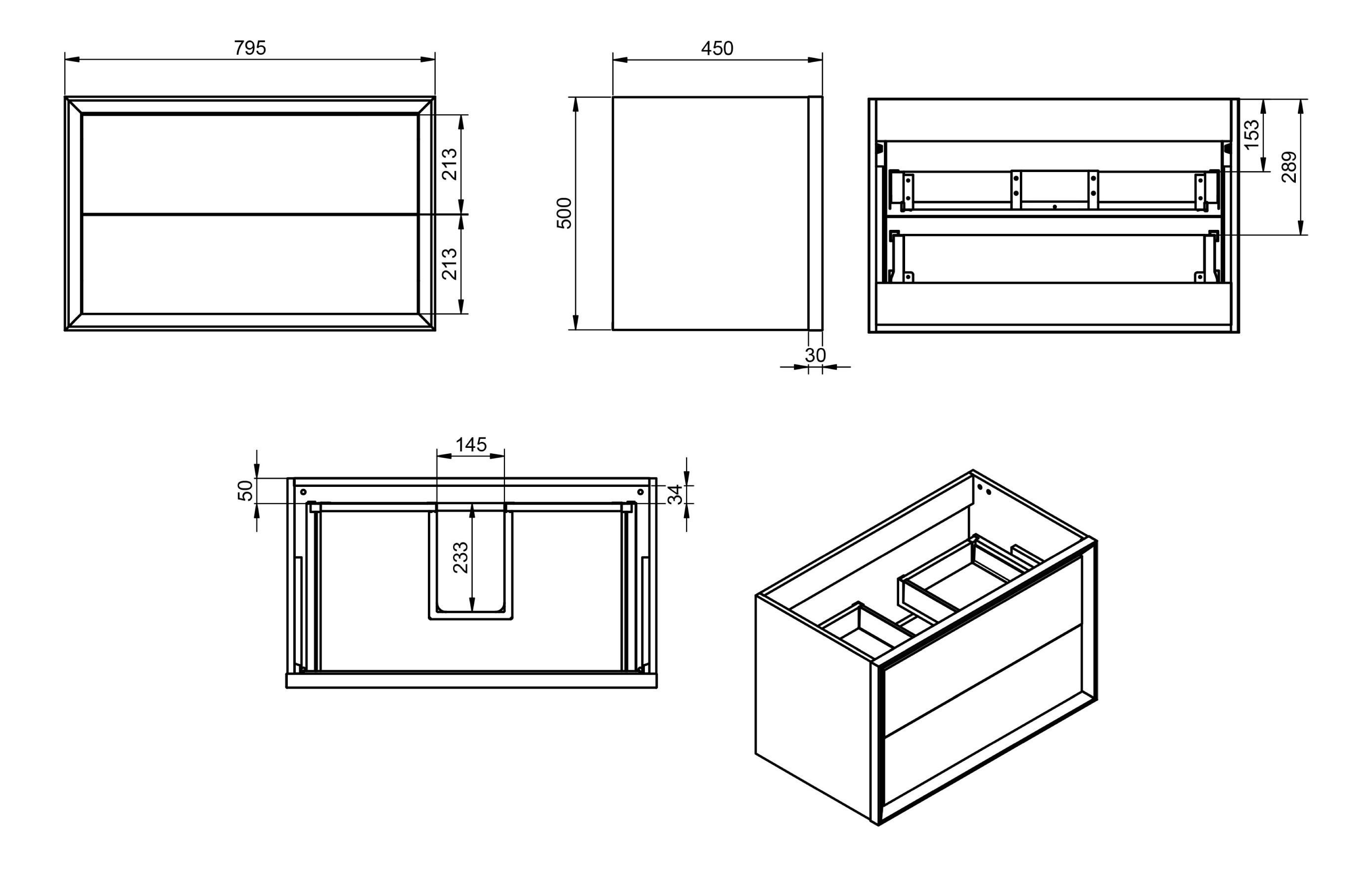 810mm Wall Hung 2 Drawer Basin Unit & 1TH Thin Edge Basin - Push-815WHBasinUnit_LD.jpg