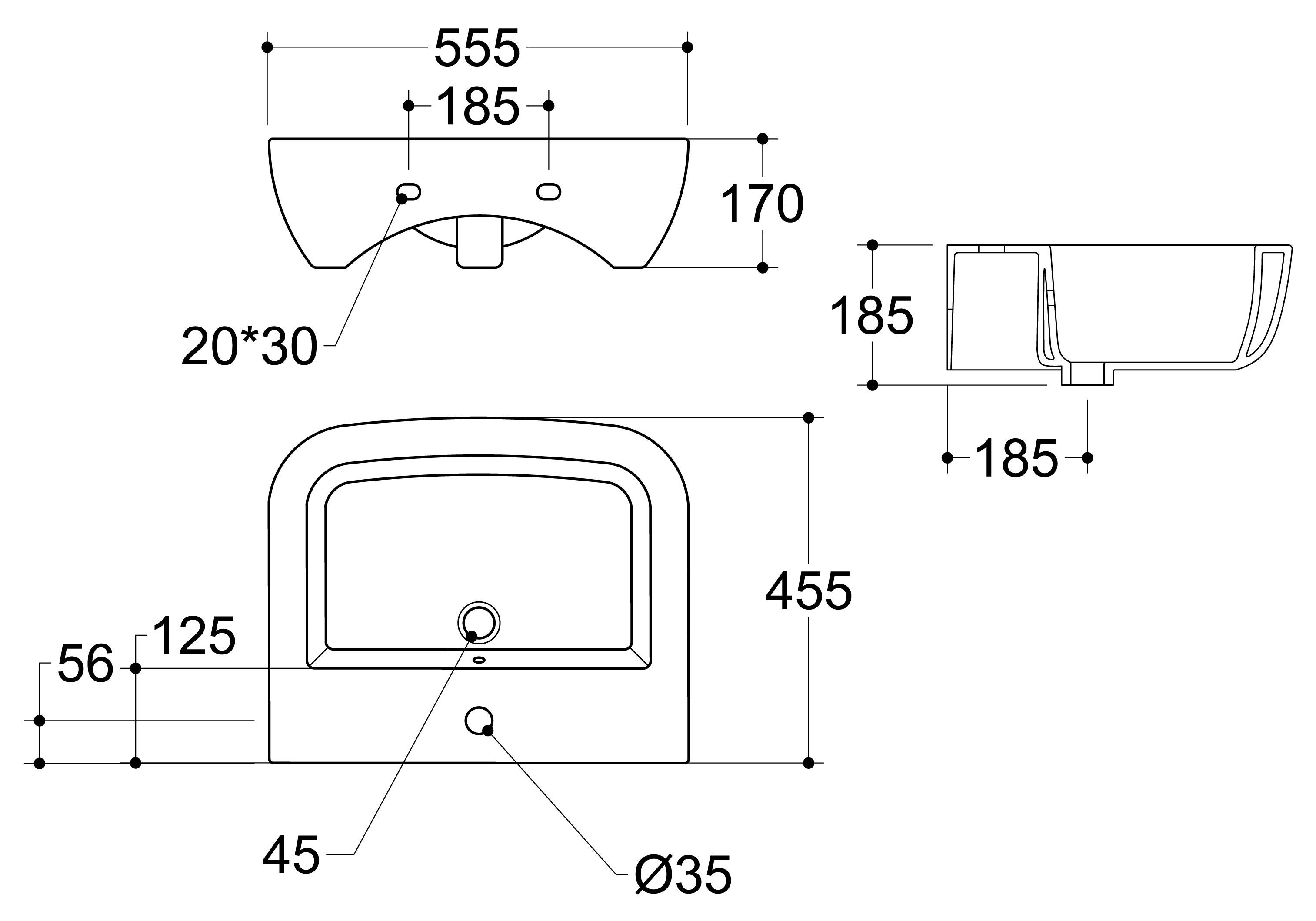 450x320mm 1TH Cloakroom Basin & Bottle Trap - DIPB1174_DLD.jpg