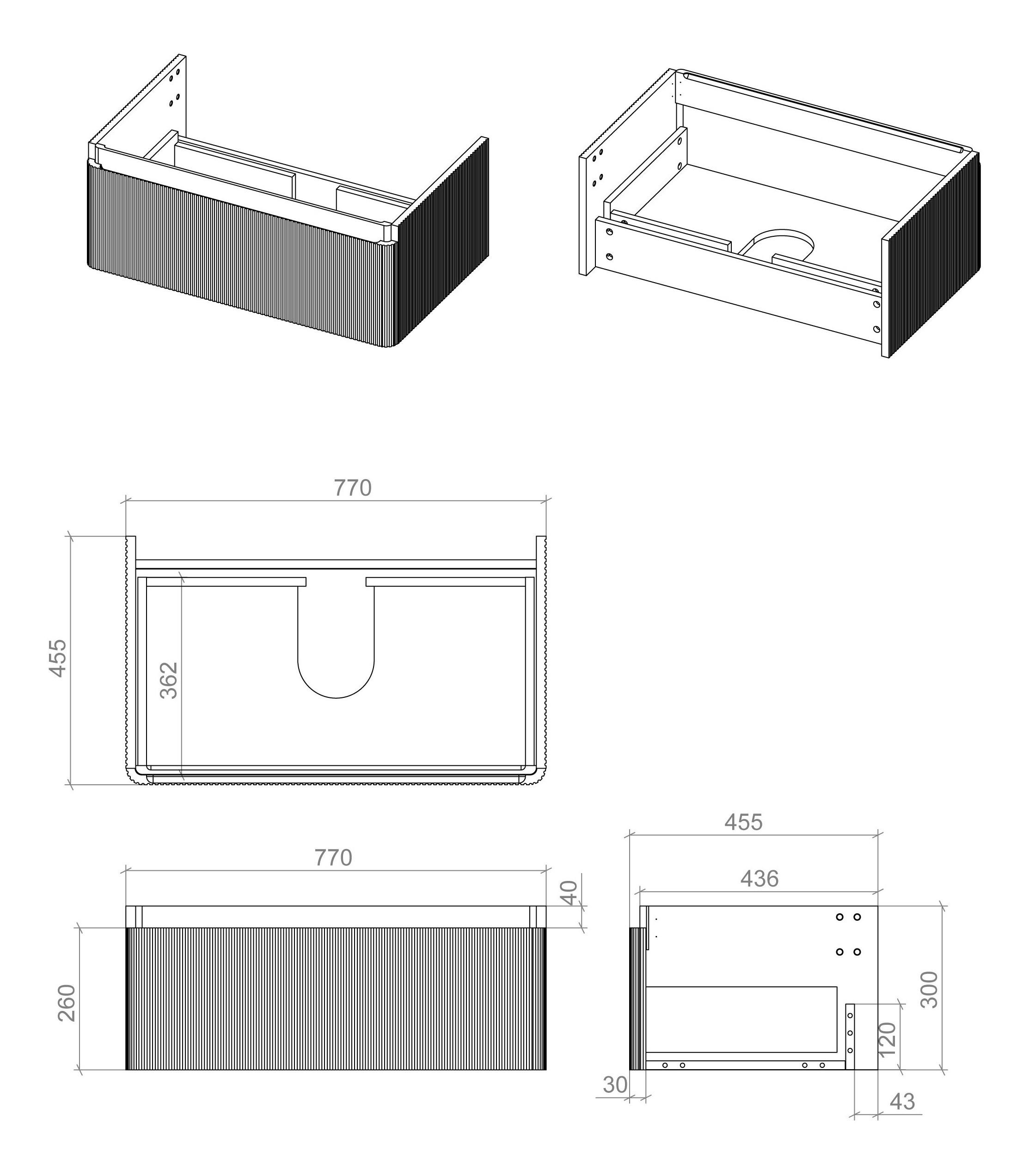 805mm Wall Hung 1 Drawer Basin Unit & Basin - Cosmos-805BasinUnit_LD.jpg