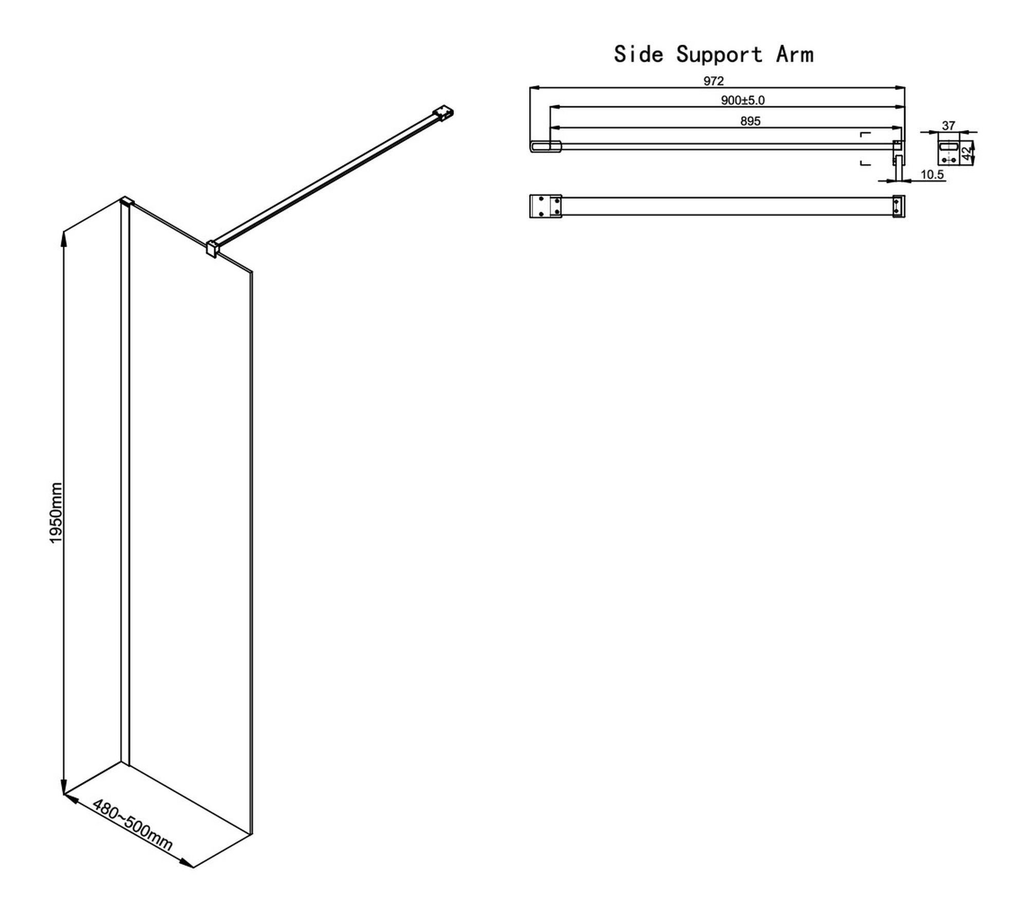 Wetroom Side Panel & Arm - Brushed Bronze - RefX-Iconix-Wetroom-500Side_LD.jpg