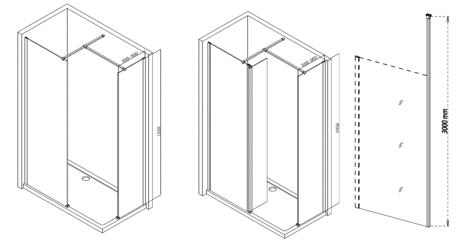 Wetroom Panel & Floor-to-Ceiling Pole - Chrome - DIEWP9034_LD.jpg