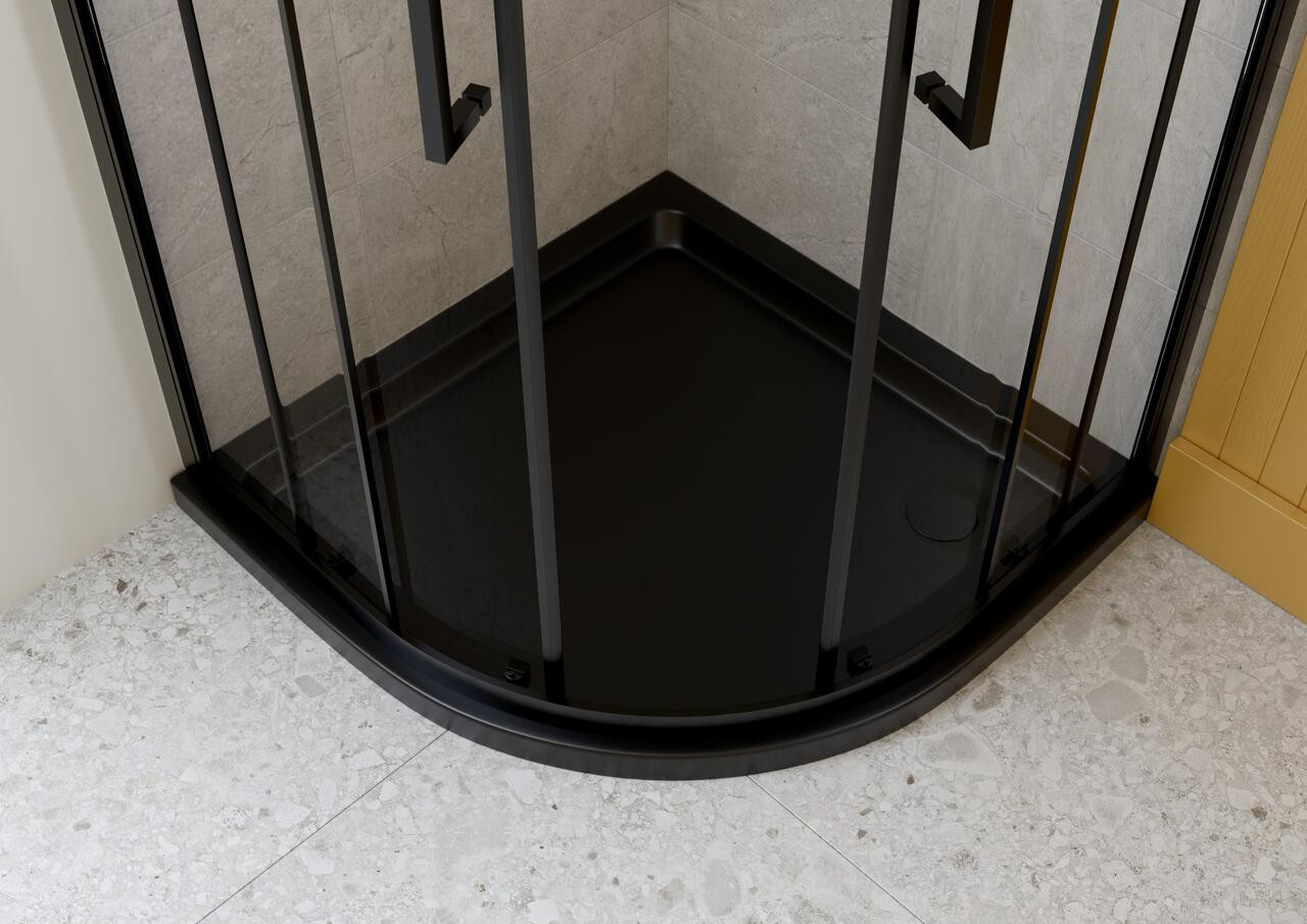 40mm Low Profile Quadrant Tray & Waste - Matt Black - TR_DELUXE-QUADRANT-BLK_CAM.jpg
