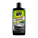 Front label of Wipe New Ceramic Liquid Wax bottle highlighting SiO₂-based shine, paint protection, and extreme gloss for car exteriors.