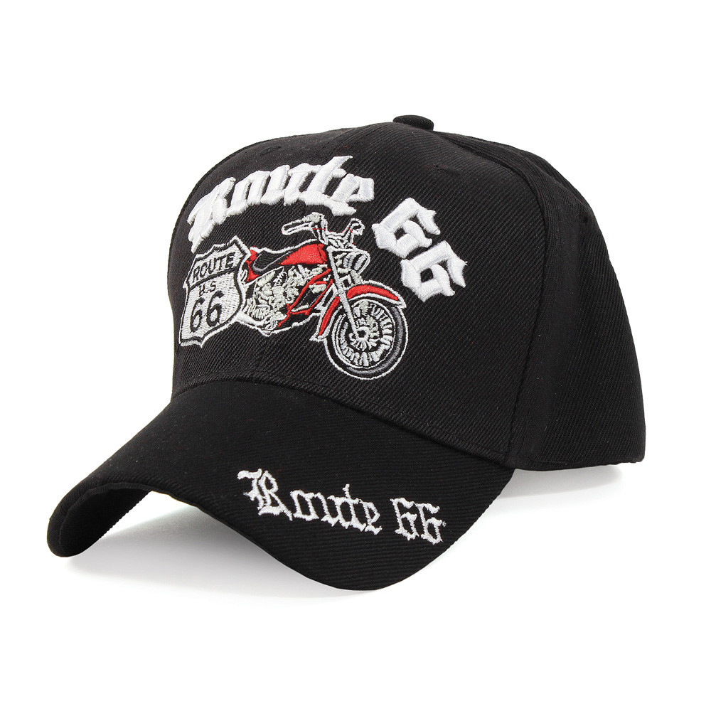 Cappellino Baseball Unisex Route 66 - Baseball Cap Nero Di Qualità Con Ricamo