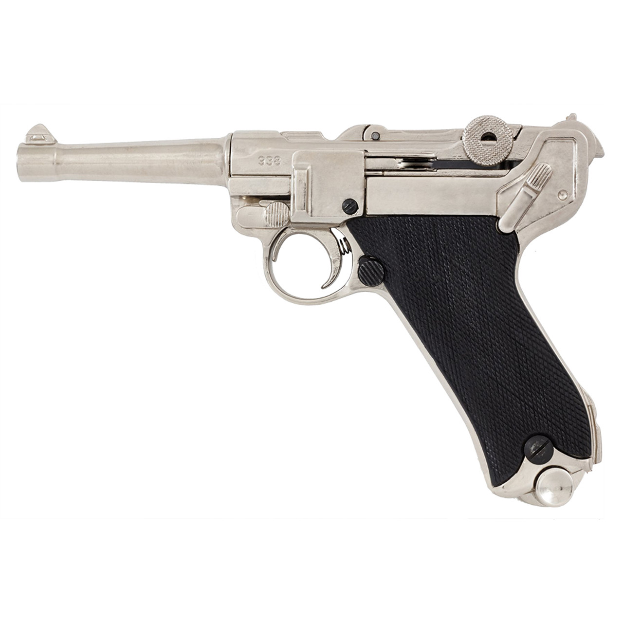 1898 Parabellum Luger P08 Pistol - Shiny Nickel | Military Issue