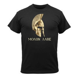 Molon Labe Golden Helmet T-Shirt Main  