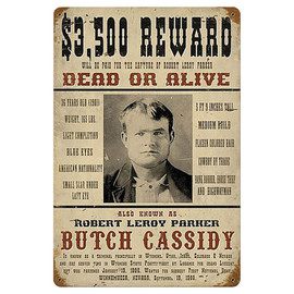 Wanted Butch Cassidy Metal Sign  V675 Main  