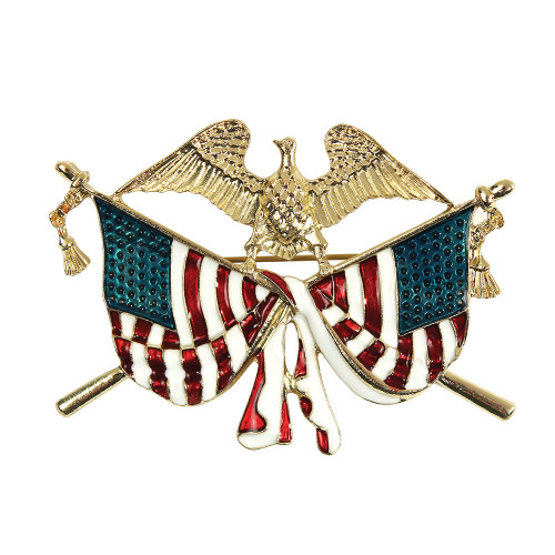 1940s Eagle Double Flag Pin Main Image