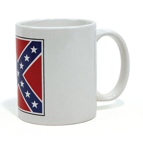 White Mug with Rebel Flag and 12"x 18" Flag Alt Image 2