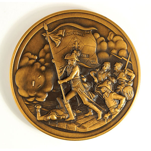 Napoleon Bronze Medal With Stand: Battle of Arcole Map Alt Image 1