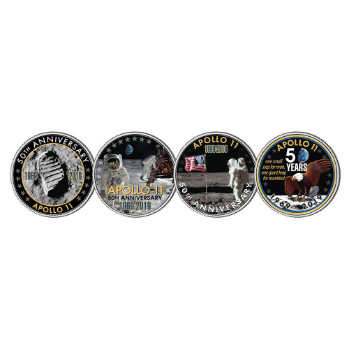 Apollo 11 50th Anniversary Moon Landing JFK 4-Coin Set Main Image