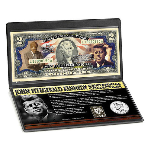 JFK Colorized $2 Note and Half Dollar Coin Alt Image 3