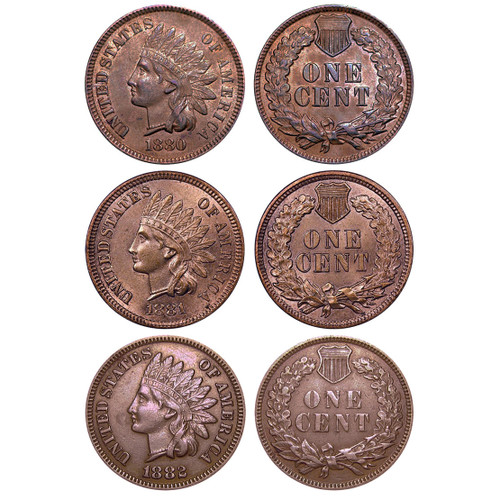 3-Coin 1880s Indian Head Penny Set Main Image