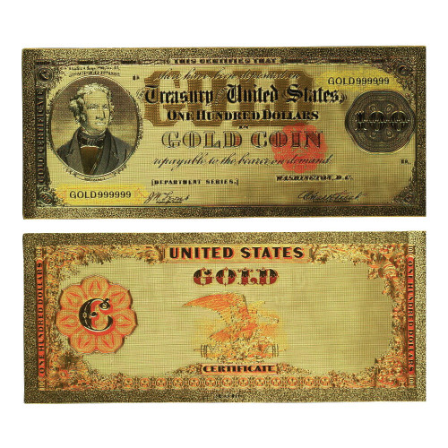 1882 $100 Gold Coin Gold Foil Note Main Image