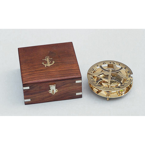 Brass Sundial Compass with Rosewood Box Main Image