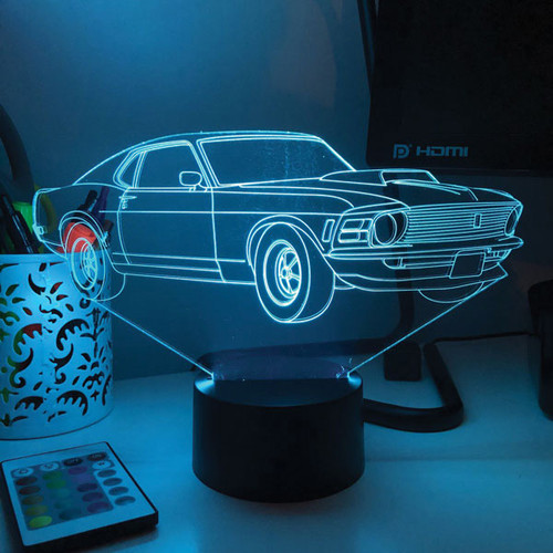 1970's Muscle Car 3D Lamp With Remote Alt Image 1