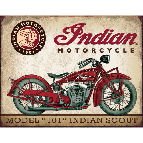 Model "101" Indian Scout Metal Sign Main Image