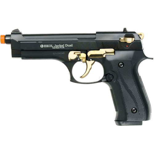 Jackal Full Automatic 9mm Front Firing Blank Gun - Black/Gold Main Image
