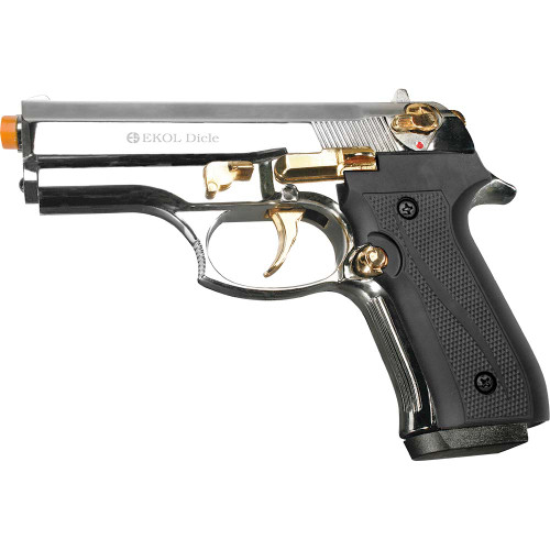 Dicle 8000 9mm Front Firing Blank Gun Semi Automatic - Chrome/Gold Main Image