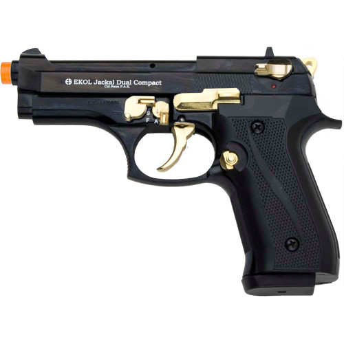 Jackal Compact Automatic 9mm Front Firing Blank Gun - Black/Gold Main Image