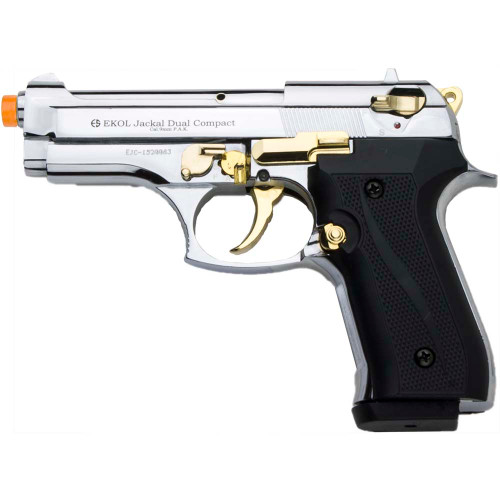 Jackal Compact Automatic 9mm Front Firing Blank Gun - Chrome/Gold Main Image