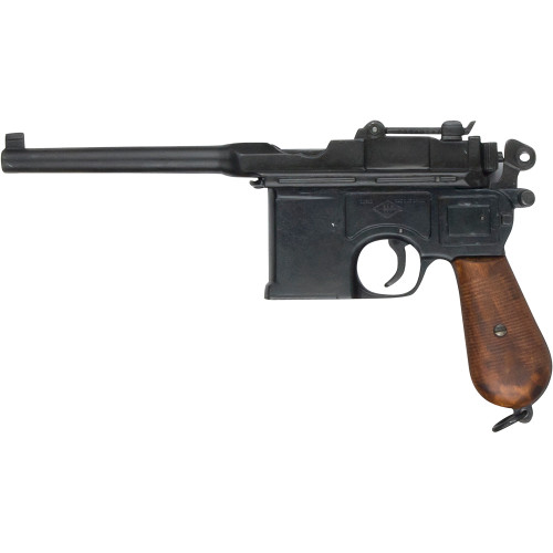 Denix WWII 1896 Mauser Broomhandle Replica Pistol Natural Wood Grips Alt Image 1