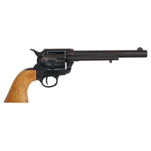 Old West M1873 Black Finish Cavalry Non-Firing Replica Revolver -Wood Grain Grips Main Image