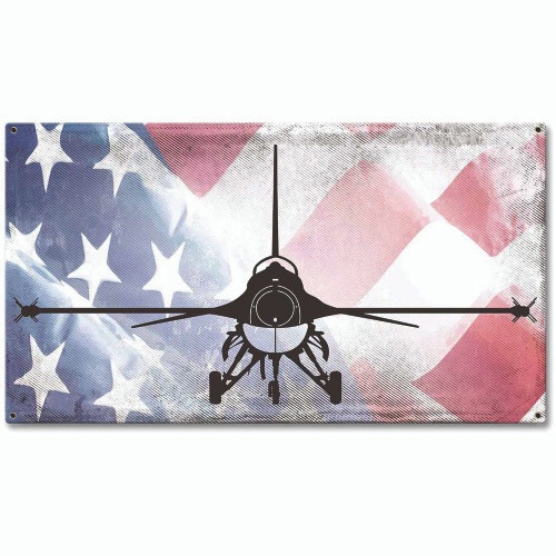 F-16 Fighting Falcon with Flag Metal Sign Main Image