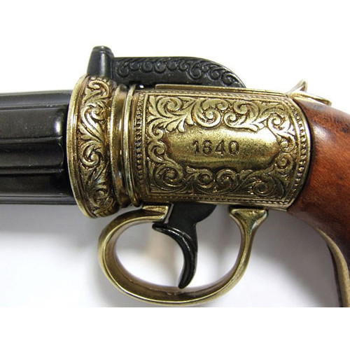 Pepperbox Pistol - Brass/Blued Finish Alt Image 2