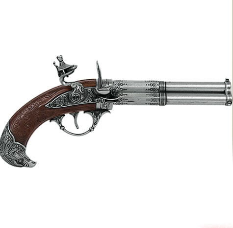 18th Century Double-Barrel Flintlock Pistol Main Image